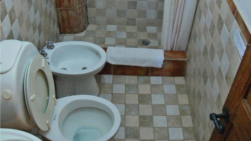 Bathroom inside the Hostel Room - Antigua Tilcara, in Jujuy, Argentina